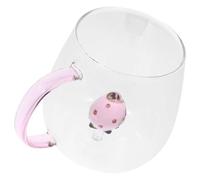 TOYANDONA Taza Transparente de Vidrio con Forma de Fresa de 400ml para Café y Leche, Fácil de Limpiar Rebabas, Adecuado Hogar y Restaurante