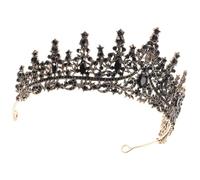 TOYANDONA Tiara Nupcial Negra Vintage Gemas de Imitación de Novia Barroca para Bodas y Cumpleaños Accesorio Cabello Elegante para Mujer y Niña