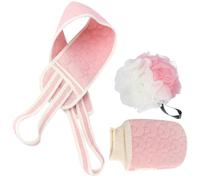 TOYANDONA Toalla de Ducha Trasera Larga 3 Piezas Rosa Manopla Exfoliante Corporal y Guante Masajeador para Baño Accesorios de Baño para Limpieza Profunda y Exfoliación Diaria