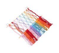 TOYANDONA Toy Net For Stuffed Animals Macrame Wall Hanging Organizer with Cotton Rope and Wood Room Storage For Playroom and Nursery Secure Easy To Install Rainbow Design