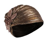 TOYANDONA Turbante para Mujer Estampado Dorado Tejido Plisado Ligero y Noble Sombrero Pañuelo Elegante de 1 Pieza Adecuado para Fiestas y Ocasiones Obsequios