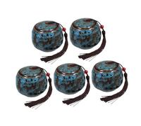 TOYANDONA Urnas Pequeñas de Cerámica para Cenizas de Mascotas Juego de 5 Mini Urnas Conmemorativas Azul Esmaltado Caja para Recuerdo de Perros y Gatos Contenedor Portátil para Cremación