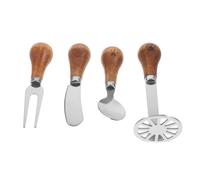 TOYANDONA Utensilios de Cocina con Mango de Madera Cortador y Espátula Portátil para Mantequilla y Queso Tenedor y Machacador de Patatas Diseño Compacto para Uso Doméstico y Restaurante