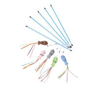 TOYANDONA Varita de Juego para Gatitos con Cinta Colgante en Forma de Pez, 5 Piezas, Juguete Interactivo para Gatos, Estimulación Multisensorial, Ejercicio y Entretenimiento