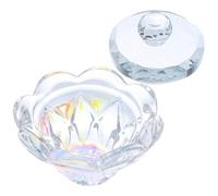 TOYANDONA Vaso de Cristal para Manicura Grande con Tapa de Loto Iridiscente Cuenco para Líquido de Uñas y Mezcla de Polvo Recipiente para Decoración de Uñas Profesional y Uso en Salón