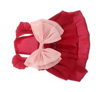 TOYANDONA Vestido para Perro Pequeño Estilo Princesa Falda Tutú de Tul Rojo Vino y Lazo Decorativo Ropa para Mascotas Niña Adecuado para Fiestas y Paseos Talla M para 5-6 Kg