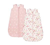 ToyaTec Saco de Dormir para Bebé 1.0 Tog, Paquete de 2, Suave Viscosa de Bambú, Saco de Dormir de Fibra de Bambú Pura Orgánica para Primavera, Verano y Otoño(Rosa,M)