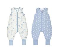 ToyaTec Saco de Dormir para bebé con piernas, 1.0 TOG, Paquete de 2 Unidades, de rayón Supersuave Hecho de bambú, Saco de Dormir de Fibra de bambú para niños o niñas(Azul,XL)