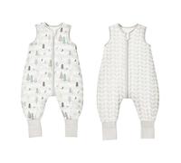 ToyaTec Saco de Dormir para Bebé con Piernas, 1.0 TOG, Paquete de 2 Unidades, Rayón Supersuave Hecho de Bambú, Fibra de Bambú para Niños o Niñas, Gris, M