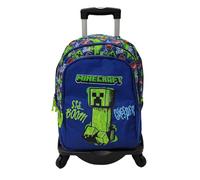 ToyBags Mochila Escolar Minecraft Boom Creeper Doble Compartimento Adaptable con Carro Negro con Protección Lateral y Stoper Frontal Anti Caída 4 Ruedas Giratorias - 44 x 30 x 20 cm
