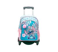 ToyBags Mochila Escolar Stitch Pink - Doble Compartimento - con Accesorio Pom-Pom - Adaptable + Carro Negro Proteccion Lateral Y STOPER Frontal Anti CAIDA 4 Ruedas giratorias - 44 X 30 X 20 CM