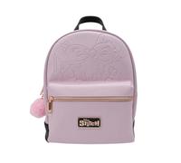 TOYBAGS Mochila Premium Stitch Rosa Compartimento principal con bolsillo delantero y trasero - Etiqueta metálica de Pokemon en la parte delantera - Accesorio pompón - 28 x 22 x 11 cm