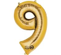ToyCentre Amscan 23/58 x 35/88 cm Number 9 Super Shape Foil Balloon, Gold
