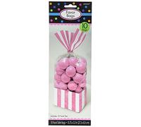 ToyCentre Amscan Candy Buffet Striped Party Bags, Light Pink
