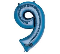 ToyCentre Globo de Aluminio SuperShape número 9 - 1 Unidad, Lámina de Mylar, Azul 32'', 34 Pulgadas