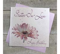 ToyCentre White Cotton Cards Pink Gerbera Flower Sister-in-Law Happy Birthday Handmade Card