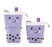 TOYESS Estuche Escolar Vertical para Niña Niños, Telescópico Estuche Lapices para Regalo de Cumpleaños y Navidad, Té de la Leche Púrpura