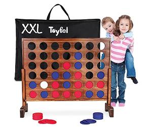 Toyfel Conecta 4 XXL - Juego de Mesa Gigante - Cuatro en Raya - El Juego clásico de Madera FSC® para Dentro y Fuera - para niños y Adultos a Partir de 4 años - Juegos de Mesa - Ace