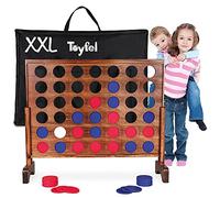 Toyfel Conecta 4 XXL Juego de Mesa Gigante Cuatro en Raya Madera FSC® Fuera