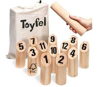 Toyfel Juego de Bolos de Madera finlandeses Kubb con números al Aire Libre