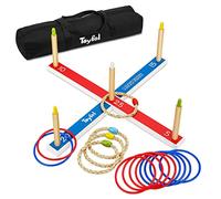 Toyfel Juego de Lanzamiento de Anillos XXL Madera FSC® Pino Exterior Cuerda