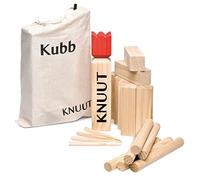 Toyfel Kubb Ajedrez Sueco Knuut - Juego de de Madera FSC® y Bolsa de Tela - hasta 12 Personas Juegos de Exterior para niños y Adultos - El Juego del Verano