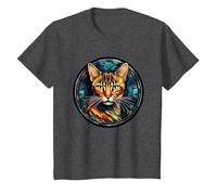 Toyger Cat - Vidriera con diseño artístico Camiseta, Niños, Jaspeado Oscuro, 4 años