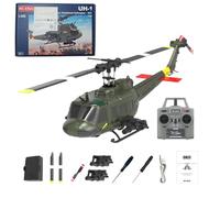 ToyGhillied C032 - Modelo de helicóptero RC Flybarless UH-1 Huey 2.4G 6CH Flybarless RC con accesorios de armamento mejorados (versión RTF/azul oscuro)