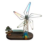 ToyGhillied Kit de construcción de molino de viento, 5 alas de alambre de metal, escultura con LED de colores, juego de soldadura para bricolaje, luz nocturna decorativa para escritorio y estantería