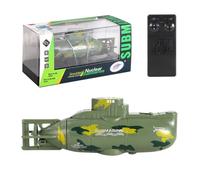 ToyGhillied Mini submarino teledirigido, modelo submarino con un botón de buceo y sensor de agua, mando a distancia de 6 canales, mini barco impermeable para piscina, acuario y bañera, verde