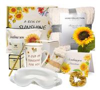 TOYIYAR Regalos Get Well Soon, regalos de cumpleaños para mujeres, regalos de girasol, envío de sol, caja de regalo de relajación única con manta de franela de lujo para mejor amiga, regalos pensando