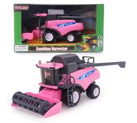 Toyland® 26cm (10”) Cosechadora de Juguete Rosa a Escala 1:32 - Vehículo agrícola impulsado por fricción con Piezas móviles - Juego Interactivo para niños - Más de 3 años