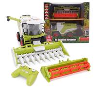 Toyland® 31 cm (12") Cosechadora a Control Remoto con Luces, Sonido y Efecto de Humo - 2 Accesorios de Cosecha incluidos - Juguetes agrícolas - Escala 1:24