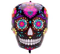 Toyland® 56cm (22") Globo de aluminio con forma de calavera de azúcar - Globos para fiesta de Halloween del Día de los Muertos