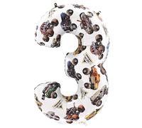 Toyland® 66cm (26”) Monster Jam™ Globo de aluminio número 3 - Globo de cumpleaños de camión monstruo grande - Decoración para fiestas, aire o helio, autosellante