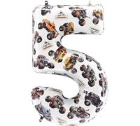 Toyland® 66cm (26”) Monster Jam™ Globo de aluminio número 5 - Globo de cumpleaños de camión monstruo grande - Decoración para fiestas, aire o helio, autosellante