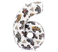 Toyland® 66cm (26”) Monster Jam™ Globo de aluminio número 6 - Globo de cumpleaños de camión monstruo grande - Decoración para fiestas, aire o helio, autosellante