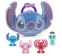 Toyland® Disney Stitch y sus amigos: Estuche con forma de personaje y juego de 4 gomas de borrar coleccionables en 3D - Material de papelería portátil