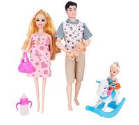 Toyland® Doll Family Playset - Daddy, Mummy, Toddler & Baby Bump - Juguetes para niñas