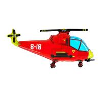 Toyland® Globo de aluminio con forma de helicóptero rojo de 65 cm, decoración de fiesta infantil