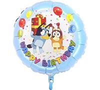 Toyland® Globo de Aluminio Redondo con Personaje de Feliz Cumpleaños Bluey y Bingo de 18 Pulgadas - Decoraciones para Fiestas Infantiles