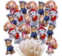 Toyland® Juego de 20 Mini Globos Surtidos de Personajes de la Patrulla Canina - Palos y Vasos Incluidos - Decoraciones para Fiestas de Cumpleaños