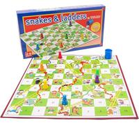 Toyland® Juego de Serpientes y escaleras de 9 Piezas con Tablero Plegable y Caja de Almacenamiento - Juegos de Mesa Familiares Tradicionales - A Partir de 3 años