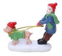 Toyland Mini Adorno Coleccionable de Resina Accesorios de Escena de Pueblo - Figuras de Navidad (Niña paseadora de Perros)