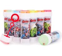 Toyland® Pack de 12 Avengers Botes de Burbujas con Varitas, Solución de 60ml y Tapa de Laberinto Novedosa - Juguetes para bolsitas de Fiesta y Dinero de Bolsillo