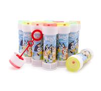 Toyland® Pack de 12 Bluey Botes de Burbujas con Varitas, Solución de 60ml y Tapa de Laberinto Novedosa - Juguetes para bolsitas de Fiesta y Dinero de Bolsillo