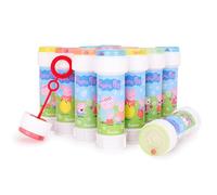 Toyland® Pack de 12 Botes de Burbujas Peppa Pig con varitas, solución de 60 ml y Tapa Laberinto novedosa - Juguete para Bolsas de Fiesta y pequeños Regalos