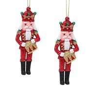 Toyland® Pack de 2 - Bolas de Cascanueces con Purpurina de 13 cm - Purpurina roja, Verde, Dorada y Blanca - Decoraciones para árboles de Navidad