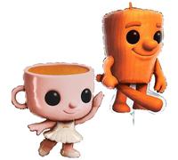 Toyland® Pack de 2 Globos de papel de aluminio con personajes de la película Italian Brainrot - 1 x 59 cm (23") Tung Tung y 1 x 56 cm (22") Ballerina Cappucinni - Decoraciones para fiestas infantiles