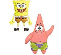 Toyland® Pack de 2 - Globos de papel de aluminio de Bob Esponja y Patricio Estrella - 1 x Bob Esponja de 73,7 cm y 1 x Globo de papel de aluminio con forma de personaje de Patricio de 91,4 cm